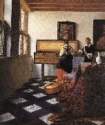 VERMEER VAN DELFT, Jan A Lady at the Virginals with a Gentleman wt Sweden oil painting reproduction